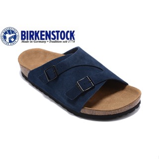 【Original】Birkenstock 827 Mens/Womens Classic Cork Suede Navy Slipper Beach Loafers 34-46