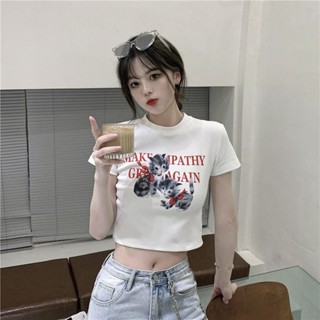 พร้อมส่ง 🍨🎀 Cute crop เสื้อครอปพิมพ์ลายเก๋มาก (IN38432)