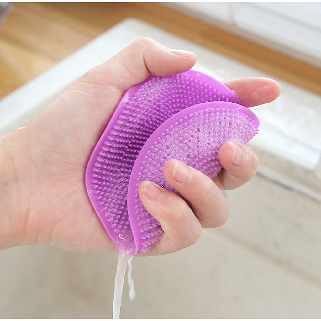 🟡🟢แผ่นล้างจานซิลิโคน ทำความสะอาดจาน แผ่นเอนกประสงค์ วางแก้วน้ำ Silocone Kitchen Sponge🔴🔵พร้อมส่ง #F-0035 - รูปที่ 4