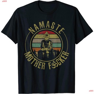 เสื้อยืดผู้ z005 Namaste Mother F#*cker - Vintage Buddha Funny Yoga Gift T-Shirt พระพุทธเจ้า เสื้อยืดพิมลาย เสื้อยืดผู้