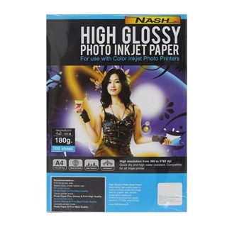 HOMEHAP  กระดาษ High Glossy 180 แกรม (แพ็ค 100 แผ่น) กระดาษโฟโต้ กระดาษปริ๊นซ์รูป