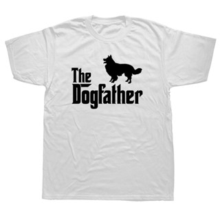 [COD]เสื้อยืดคอกลม แขนสั้น ผ้าฝ้าย พิมพ์ลายกราฟฟิค The Dogfather Border Collie Dog Dad สไตล์ฮาราจูกุ สําหรับผู้ชายS-5XL