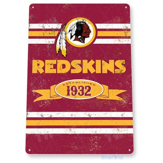 ป้ายสัญลักษณ์ดีบุก Redskins Washington Football Retro สําหรับตกแต่งกีฬา