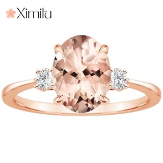 ♥แหวนทองคําขาว 18k รูปไข่ สีโรสโกลด์ หรูหรา เครื่องประดับ สไตล์คลาสสิก สําหรับผู้หญิง