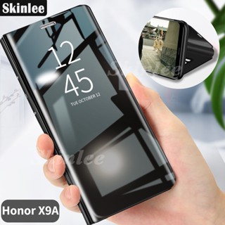 ใหม่ เคสโทรศัพท์มือถือแบบกระจกใส ฝาพับ พร้อมขาตั้ง สําหรับ Honor X9A X9A