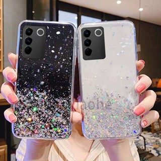 พร้อมส่ง เคสโทรศัพท์มือถือ ซิลิโคนนุ่ม TPU ใส ลายกลิตเตอร์ดาว สําหรับ Vivo V27 V27E V27 Pro