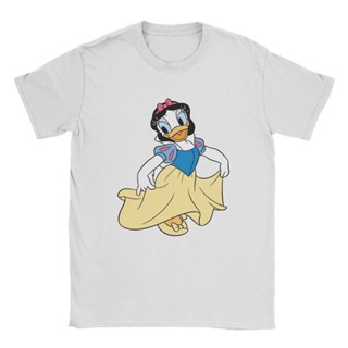 Vintage Disney Daisy Duck Dressed Up As Snow White T-Shirts for Men Cotton T Shirt Short Sleeve Tee Shirt Birthday _03