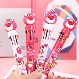 Kawaii ปากกาลูกลื่น ลายการ์ตูนหมี สีชมพู 10 สี สําหรับโรงเรียน สํานักงาน และเครื่องเขียน