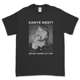 เสื้อแฟชั่นผญ - Kanye WEST เสื้อยืดวินเทจ? ไม่เคยปิดวันของเธอ DAVE GROHL เสื้อยืดพิมพ์ลายสําหรับผู้