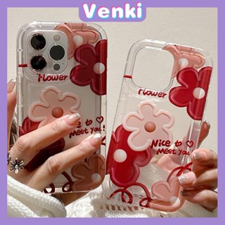 VENKI - เคสไอโฟน11 เคส Case สำหรับ iPhone 14 Pro Max Soft TPU Clear Jelly Airbag Case ดอกไม้สีแดงป้องกันกล้องกันกระแทกสำหรับ iPhone 14 13 12 11 Plus Pro Max 7 Plus X XR