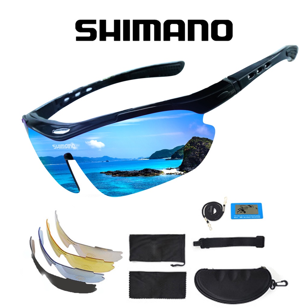 Shimano แว่นตากันแดด เลนส์โพลาไรซ์ 5 เลนส์ เหมาะกับการตกปลา เล่นกีฬากลางแจ้ง สําหรับผู้ชาย ผู้หญิง 5