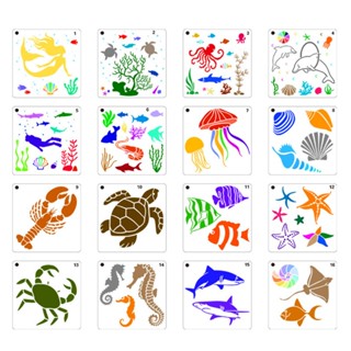 Stat แผ่นแม่แบบฉลุลาย 15 ซม. สําหรับวาดภาพระบายสี DIY 16 ชิ้น