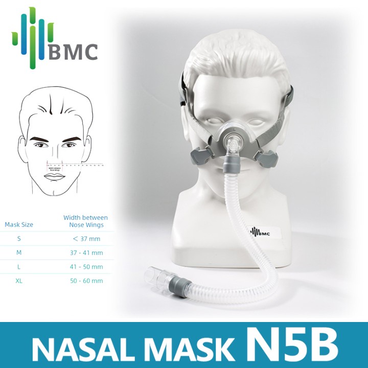 Bmc N5B หน้ากากปิดจมูก CPAP พร้อมหมวก ของแท้