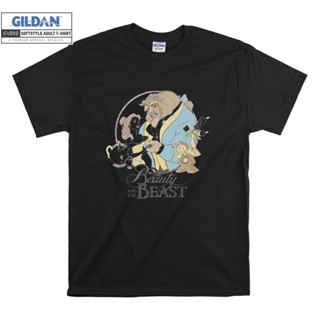 [S-5XL]Gildan เสื้อยืดลําลอง แขนสั้น มีฮู้ด พิมพ์ลาย Disney Beauty And The Beast สไตล์คลาสสิค สําหรับผู้ชาย ผู้หญิง_01