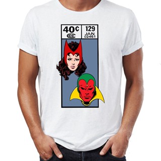 เสื้อยืดพิมพ์ลายแฟชั่น เสื้อยืด พิมพ์ลายหนังสือการ์ตูนแม่มด นกฟินิกซ์ Scarlet Witch Vision Magneto 80s เข้ากับทุกการแต่ง