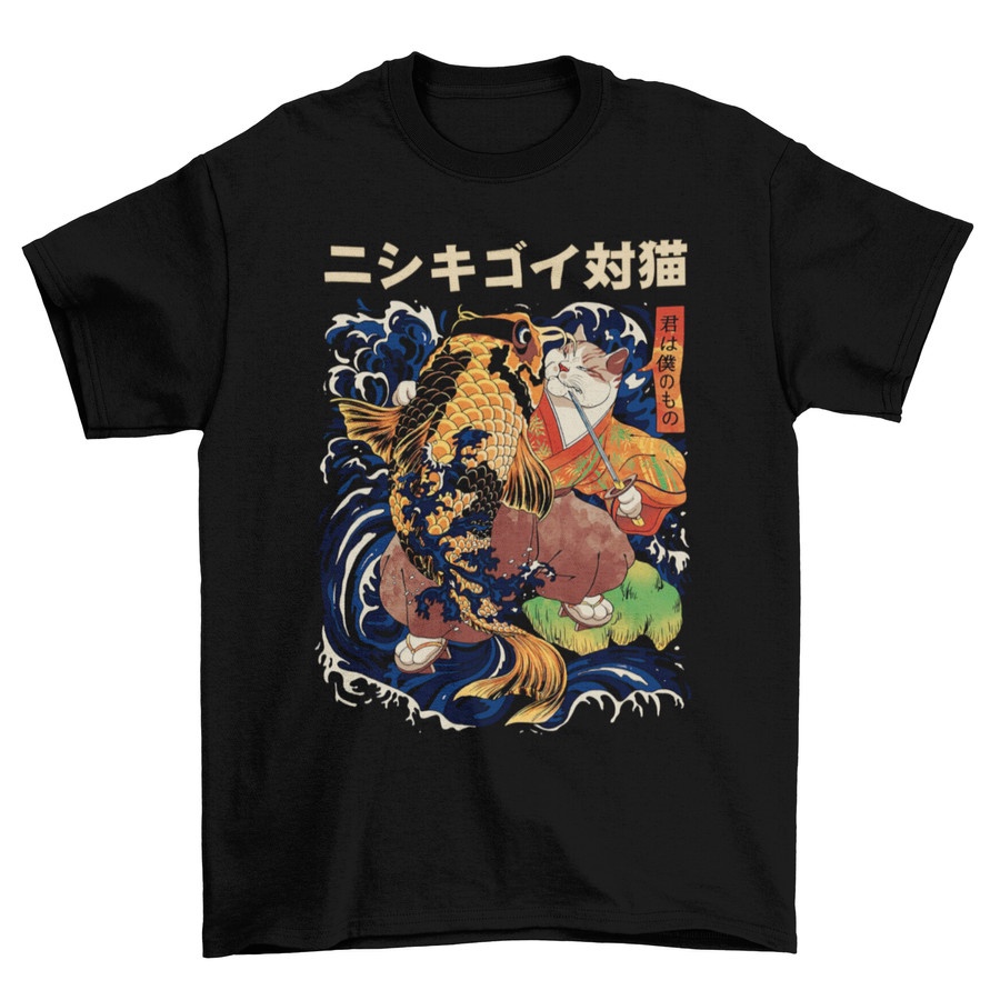 เสื้อยืด Tomoshinc Kaos Geek Vol 2 - The Cat And The Koi