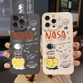 เคสโทรศัพท์มือถือ ขอบสี่เหลี่ยม ลายนักบินอวกาศ NASA สําหรับ Samsung Galaxy S23 Ultra S23+ A24 A04E A04 4G A14 A34 A54 5G A11 A50 M12