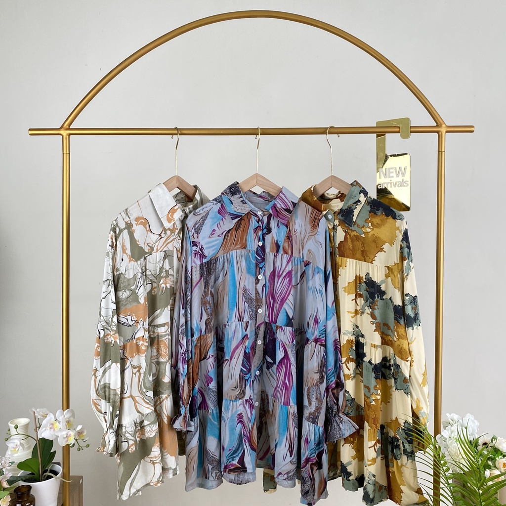 KATUN WHOLESALE ABSTRACT MARBLE COTTON TUNIC / @82k x 3 ชิ้น