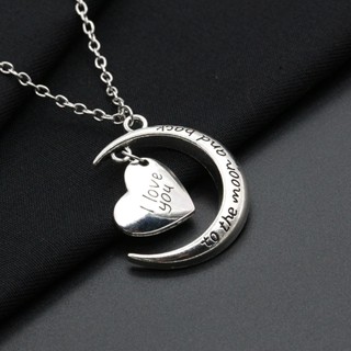 ใหม่ สร้อยคอ จี้รูปหัวใจ I Love you Moon