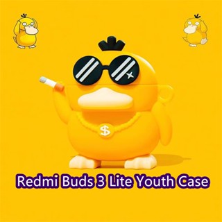 【คุณภาพสูง】เคสหูฟัง แบบใส และนิ่ม ลายการ์ตูนฉลาม สําหรับ Redmi Buds 3 Lite Youth