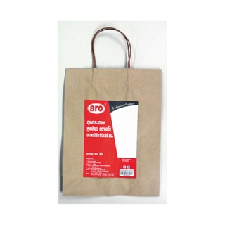 เอโร่ 26x10x35 ขนาด ถุงกระดาษน้ำตาลหูเกลียว ซม.x 50ใบaro BrownPaper Bag26x10x35 cmx 50 pcs