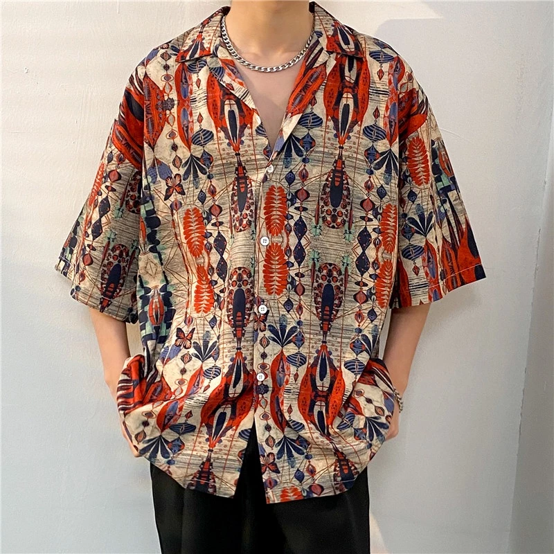 Songkran เสื้อเชิ้ตฮาวายแขนสั้น ลายดอกไม้ ทรงหลวม สงกรานต์ thumbnail 3