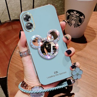 เคสโทรศัพท์สําหรับ OPPO A78 A58 A98 A17 A17K Reno 8T 7Z 8Z 5G มือถือแบบนิ่ม กันกระแทก ลายการ์ตูน พร้อมกระจก