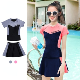 BBB Grils Swimsuit Korean Ins Style Two-piece Split Student Sports Skirt-type Professional Swimwear