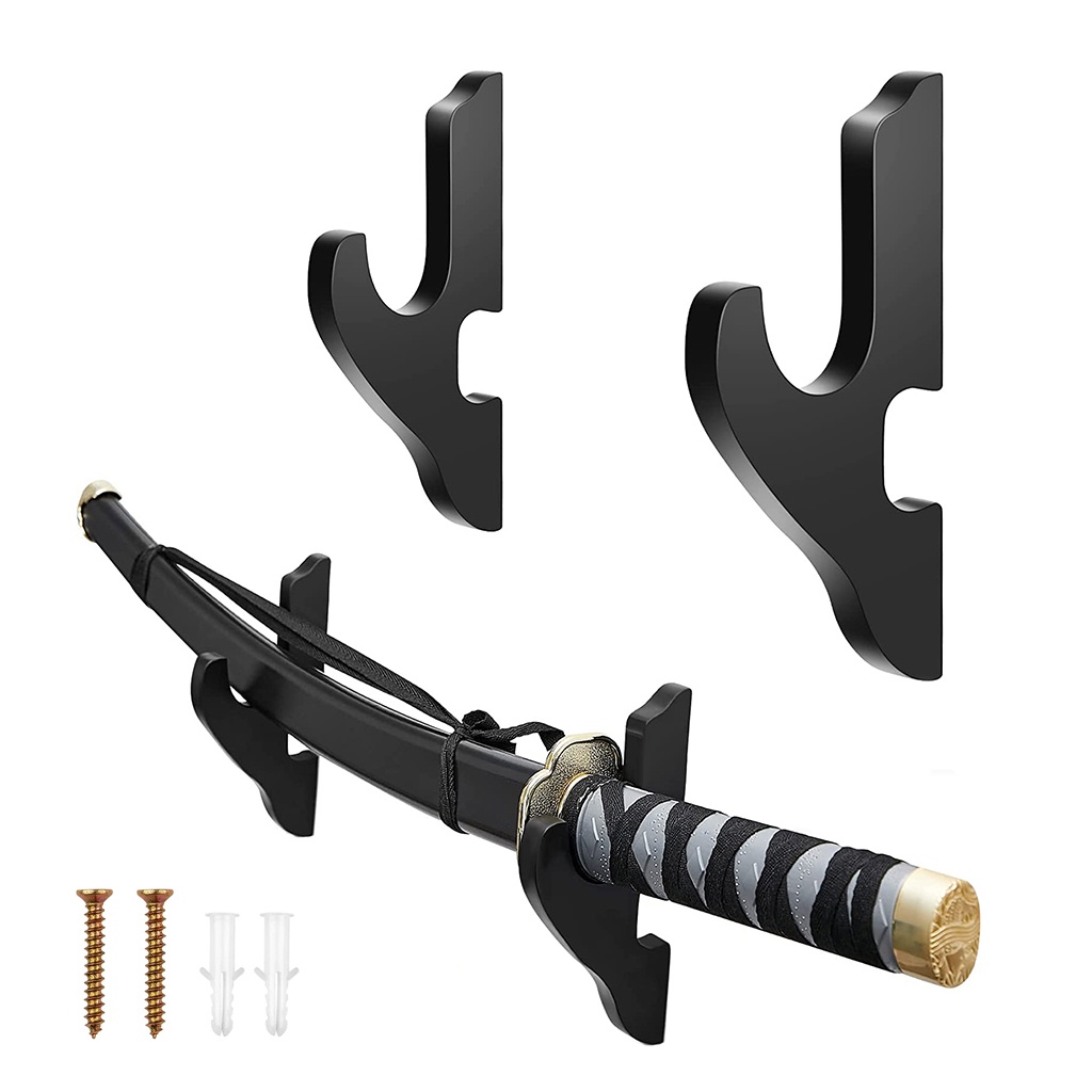 Wall Mount ดาบไม้ขาตั้งผู้ถือ Samurai Katana Tanto ดาบ Hook แขวนปรับจอแสดงผล Rack สําหรับมีดคอสเพลย์ Wand ดาบ