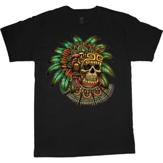 เสื้อยืดผู้ เสื้อยืดลําลอง แขนสั้น พิมพ์ลายกราฟฟิค Aztec Warrior Skull Head แฟชั่นฤดูร้อน สําหรับผู้ชาย 2022 S-5XL