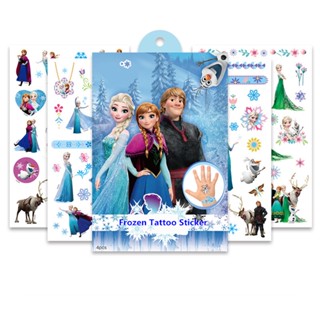 สติกเกอร์รอยสักชั่วคราว ลายเจ้าหญิงเอลซ่า Frozen Anna กันน้ํา มี 4 แผ่นต่อชุด