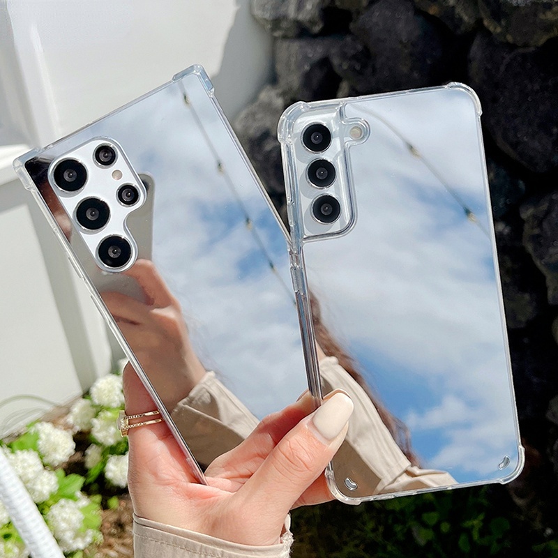 SAMSUNG หรูหราแต่งหน้ากระจกเคสโทรศัพท์สําหรับSamsung Galaxy S26 S25 S24 S22 S23 Ultra S21 A54 A55 A52 A34 A53 A06 A6 กันชนกันกระแทกSamsung S23 Plus S22 5G S23Ultraปกหลัง