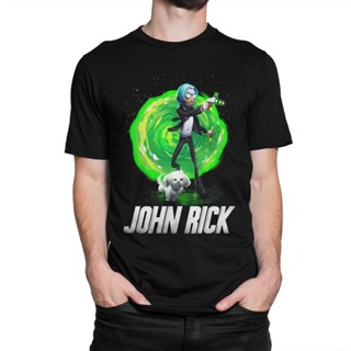 【COD】 เสื้อยืดคอกลม ผ้าฝ้าย พิมพ์ลาย John Rick Funny Rick Sanchez x Keanu Reeves สไตล์คลาสสิก แฟชั่นสําหรับผู้ชาย COMING