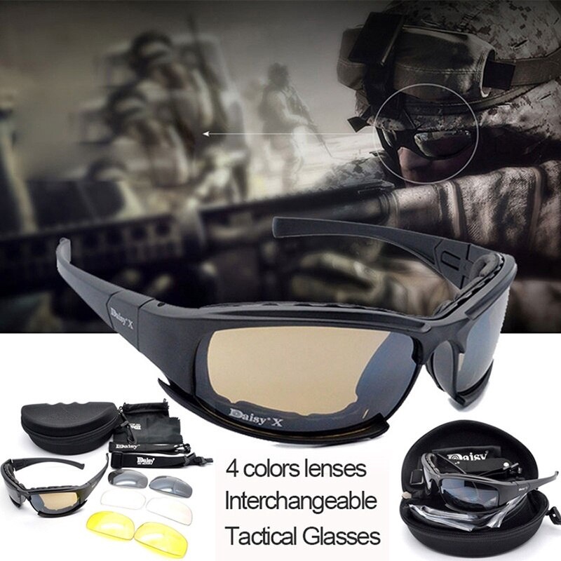 Daisy X7 แว่นกันแดดยุทธวิธี UV400 แว่นตาป้องกันทหาร