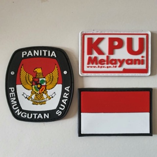 แผ่นปะยาง ลายโลโก้ Polling Committee - pps - kpu Serving - Indonesian Flag - Election - Election - Election - แผ่นปะยางเวลโคร