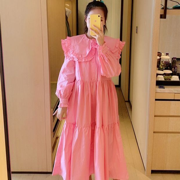 เดรสยาว ใส่น่ารักสุดๆ เกาหลี ผ้าคอตตอนเนื้อดี oversize สาวอวบ คุณแม่ใส่ได้ หญิงมีครรภ์ใกล้คลอด ส่สบาย ไม่ร้อน