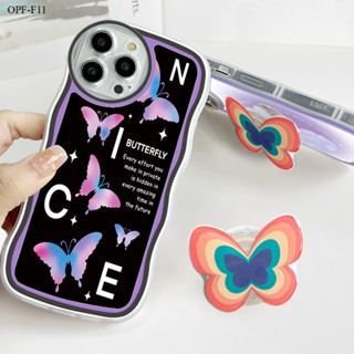 【ฟรี ที่วางโทรศัพท์】OPPO F11 F9 F7 F5 F1S Youth Pro Soft TPU Clear Case การ์ตูน Cartoon butterfly เคส เคสโทรศัพท์ เคสมือถือ เคสนิ่ม Big Wave Shockproof Cover