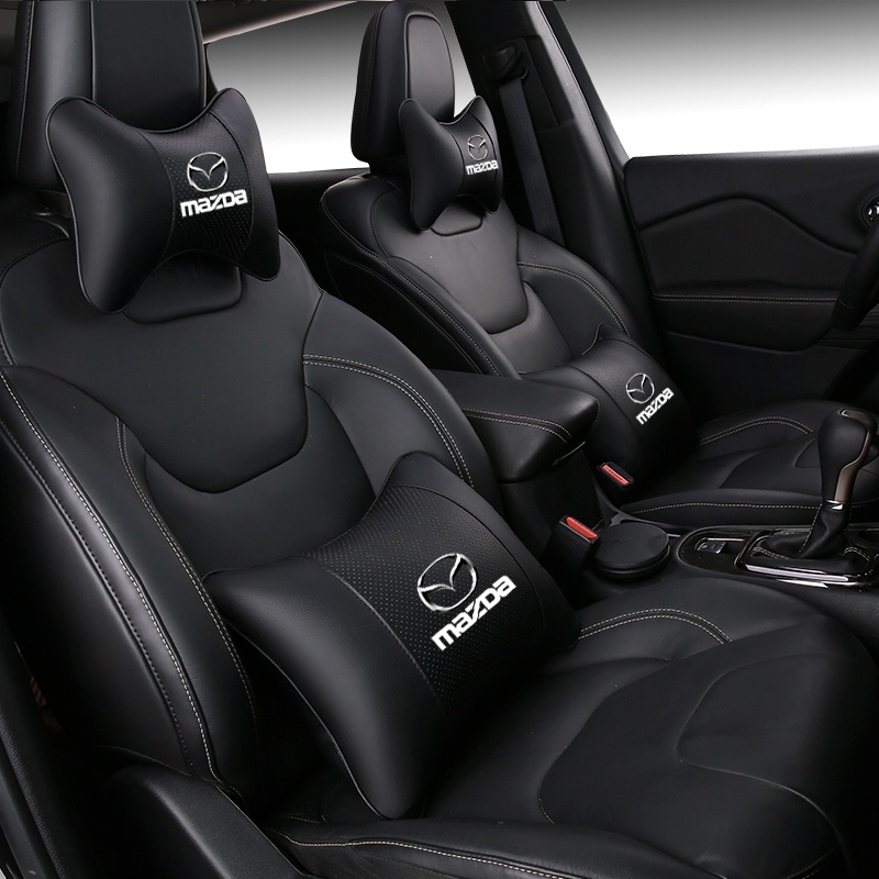 Breathable หนังรถหัวคอหมอนรถ Headrest คอสนับสนุนที่นั่งสําหรับ Mazda 2 3 5 6 8 RX MX CX30 CX5 CX7 CX