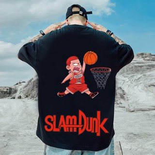 tshirt เสื้อยืดคอกลม แขนห้าส่วน พิมพ์ลายการ์ตูนอนิเมะ Slam Dunk ทรงหลวม ขนาดใหญ่ เข้ากับทุกการแต่งกาย สไตล์ญี่ปุ่น สําหร