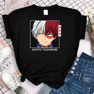 My Hero Academia Shoto Todoroki Print Woman Tshirt Summer Fashsion O-neck Tops Hip hop Manga Short_04