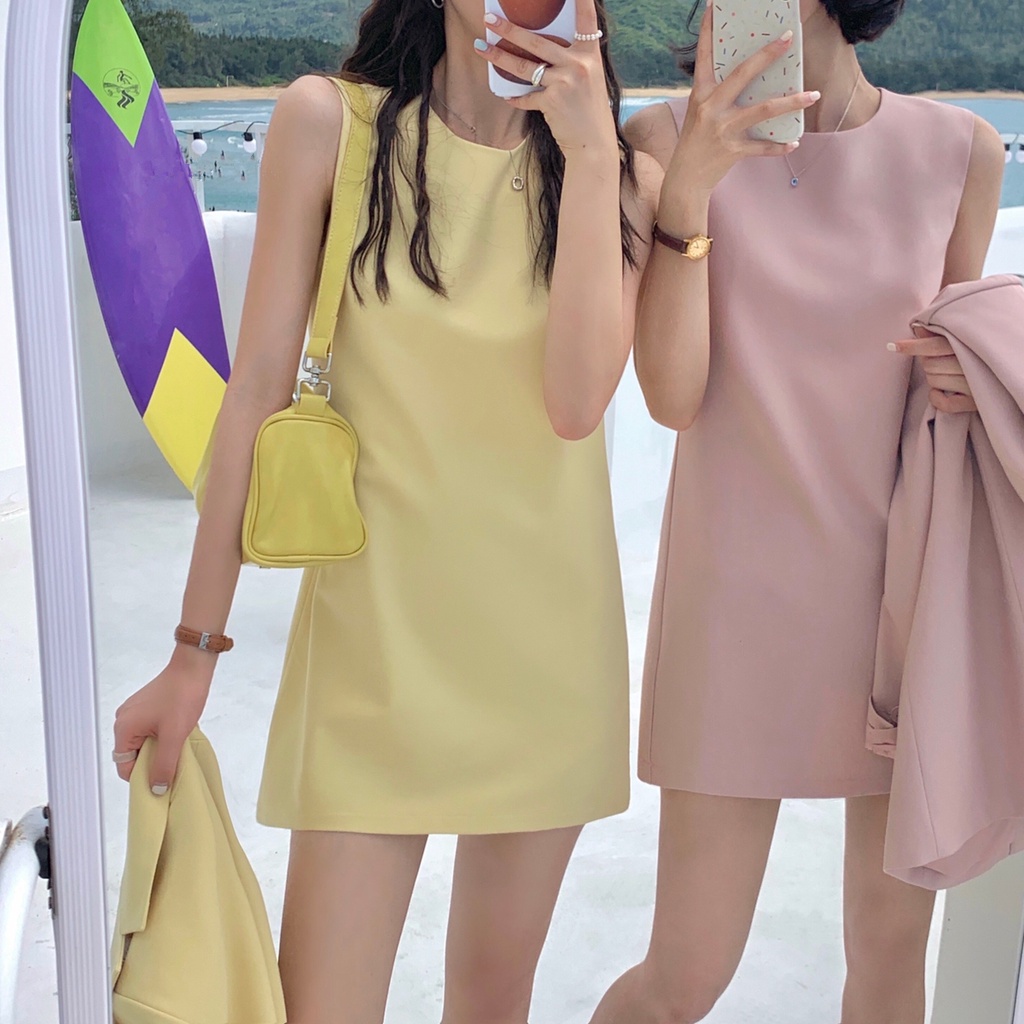 C&m ชุดเดรสทรงเอ แขนกุด คอกลม ทรงหลวม สีแคนดี้ แฟชั่นฤดูร้อน