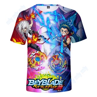 เสื้อยืด ลายการ์ตูนอนิเมะ Beyblade Burst Evolution สําหรับผู้ใหญ่