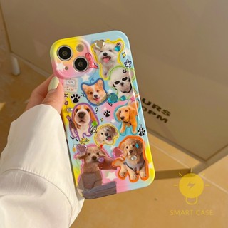 For เคสไอโฟน 14 Pro Max [Cute Dog with Diamond] เคส Phone Case For iPhone 14 Pro Max Plus 13 12 Mini 11 X XS Max XR SE 8 7 For เคสไอโฟน11 Ins Korean Style Retro Classic Couple Shockproof Protective TPU Cover Shell