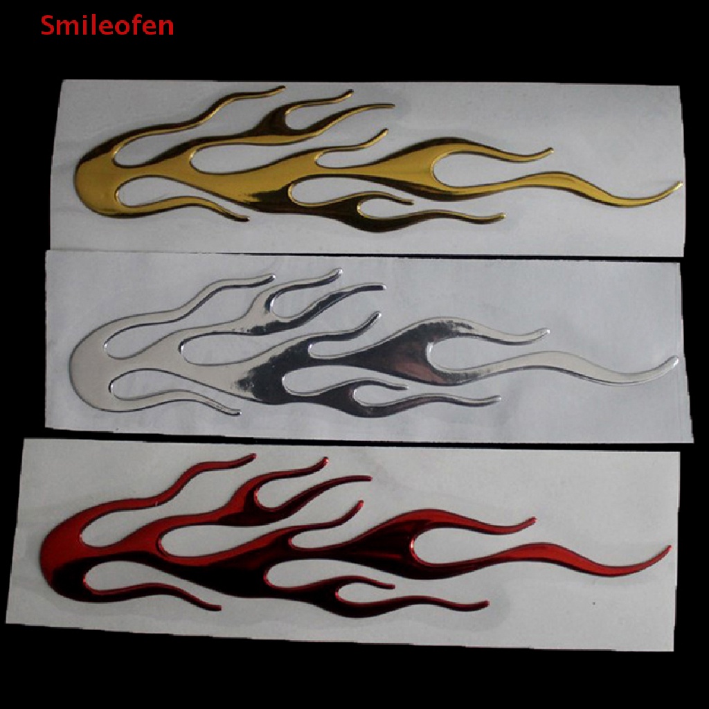 [Smileofen] ใหม่ สติกเกอร์ไวนิลสะท้อนแสง ลายเปลวไฟ 3D สําหรับติดตกแต่งรถยนต์ รถจักรยานยนต์