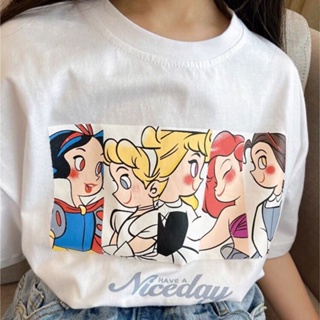 Children Princess Series Summer New Style Korean Version Medium Large Girls Cartoon Snow White Printed Short-Sleeve_01