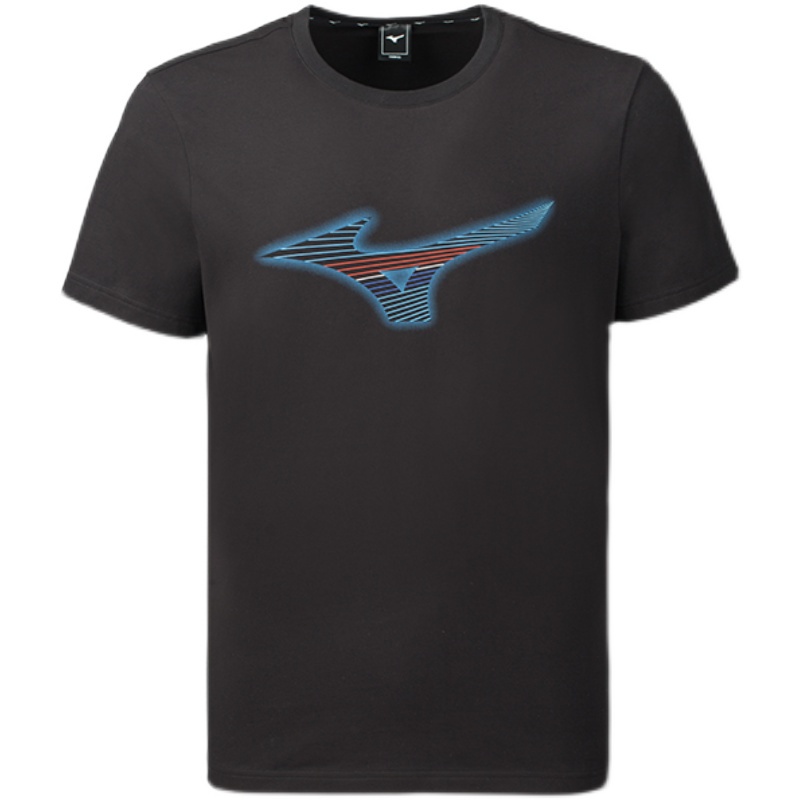 Mizuno / Mizuno Mens T-Shirt Mens casual ลูกเรือคอโลโก้สบายพิมพ์แฟชั่นเสื้อกันหนาวแขนสั้น