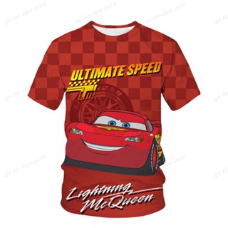 เสื้อยืดแขนสั้นลําลอง พิมพ์ลาย Disney Lightning McQueen Racing 3 ถึง 14 สไตล์สตรีท สําหรับเด็กผู้ชาย และเด็กผู้หญิง