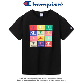 Champion เสื้อยืดคอกลม แขนสั้น ผ้าฝ้าย พิมพ์ลายตัวอักษร ทรงหลวม แฟชั่นสําหรับผู้ชาย และผู้หญิง