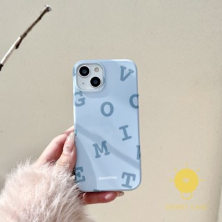 For เคสไอโฟน 14 Pro Max [Simple Letter Milk Blue] เคส Phone Case For iPhone 14 Pro Max Plus 13 12 Mini 11 X XS Max XR SE 8 7 For เคสไอโฟน11 Ins Korean Style Retro Classic Couple Shockproof Protective TPU Cover Shell