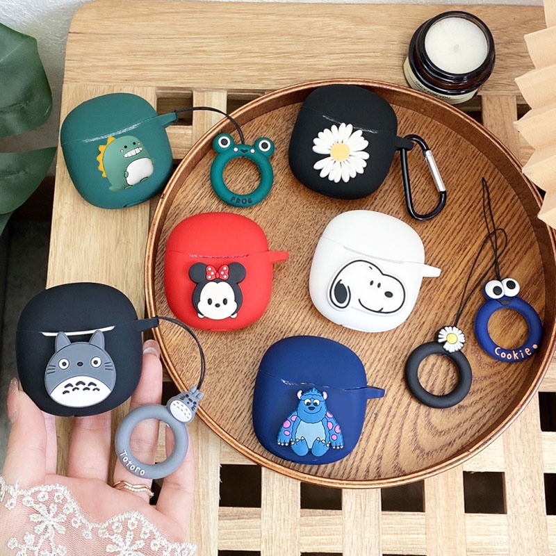 เคสการ์ตูนตลกสําหรับเคส QCY AilyBuds Pro + พร้อมเชือกแหวนซิลิโคนกล่องเปลือกหูฟัง QCY AilyBuds Pro ไร